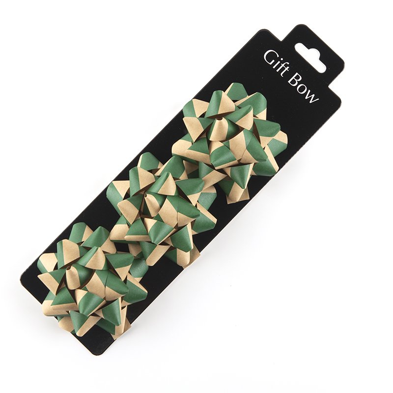 Wholesale High Quality 3inches 3PK Kraft Paper Self Adhesive Ribbon Bow for Christmas Gift Box Packing