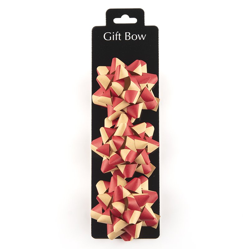 Wholesale High Quality 3inches 3PK Kraft Paper Self Adhesive Ribbon Bow for Christmas Gift Box Packing