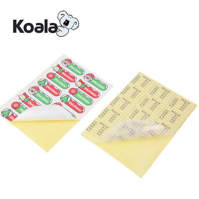 koala Factory 80um Inkjet transparent waterproof PET Adhesive label For Sticking A4*50 Sheets