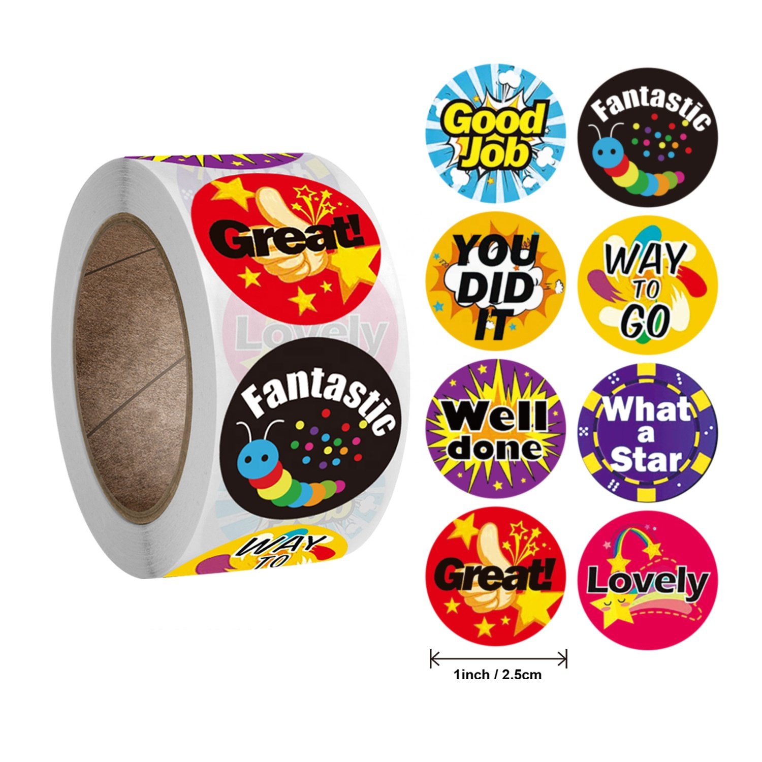 1 inch cartoon motivational stickers office stationery decorative labels self adhesive reward sealing stickers etiquetas