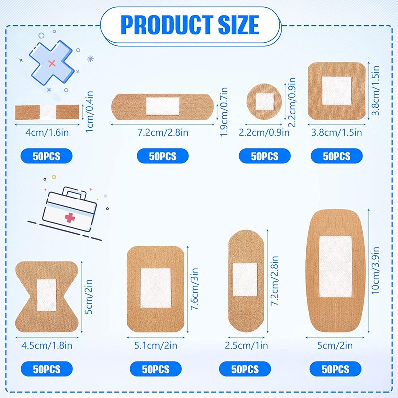 Assorted Sizes Band aid Strips Adhesive Bandages Wound Plaster for First Aid and Wound Care