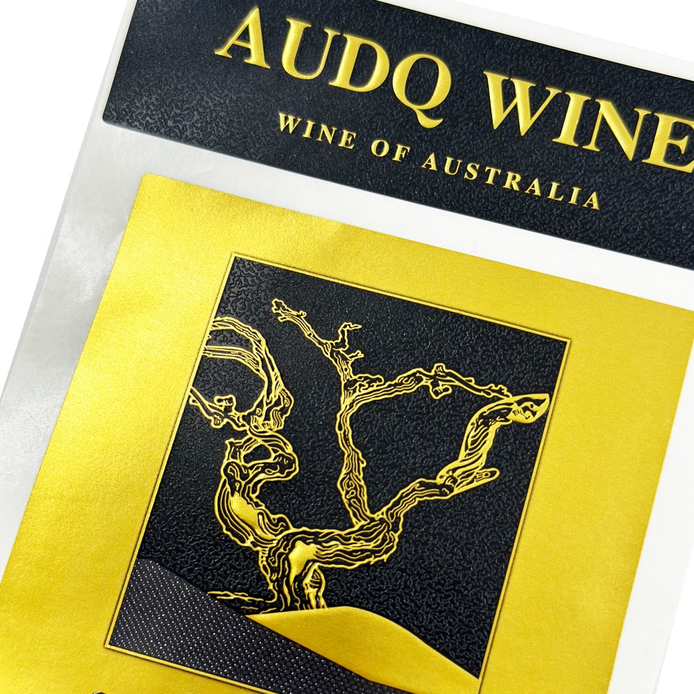 Personalized Custom Brand Logo Foil Gold Label Printing Stickers Packaging Self Adhesive PVC Die Cut Wine Labels Sticker