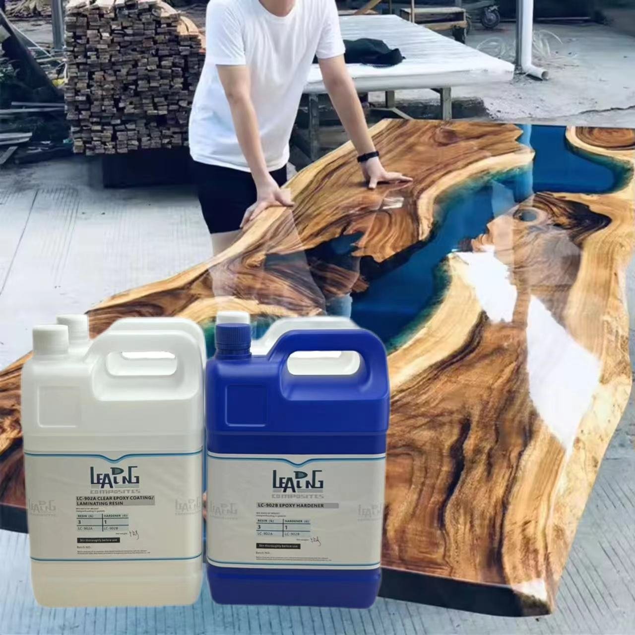 Deep Pour Non Toxic 3:1 Crystal Clear AB Glue Epoxy Resin and Hardener for Table top