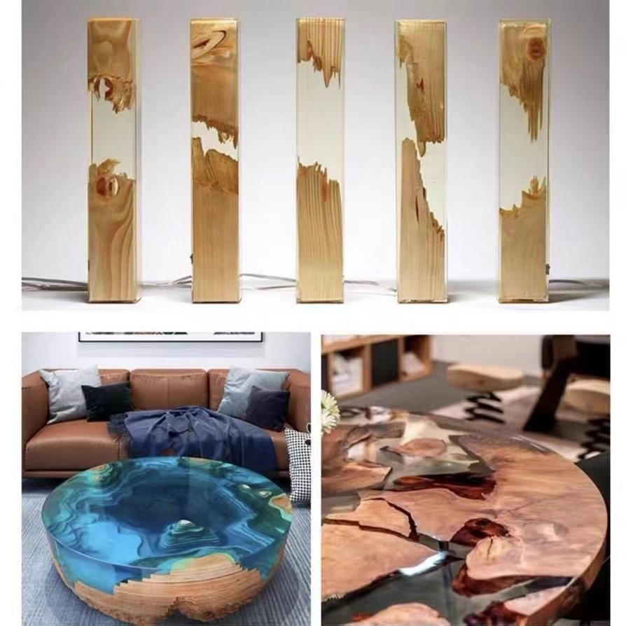 Deep Pour Non Toxic 3:1 Crystal Clear AB Glue Epoxy Resin and Hardener for Table top