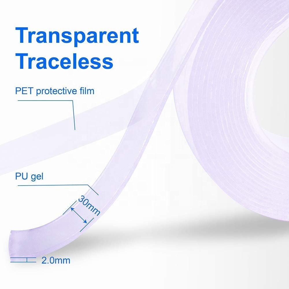 Double Sided Washable Adhesive Tape Multifunctional Removable Transparent Tape Free sample Grip Tape