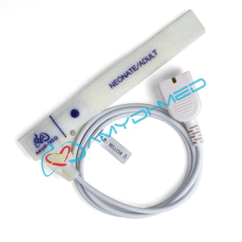 Amydi-med Compatible For NIHON KOHDEN DB9-9P SpO2 Probe 0.9m White Cable Adult Neonatal Sponge Sp02 Sensor