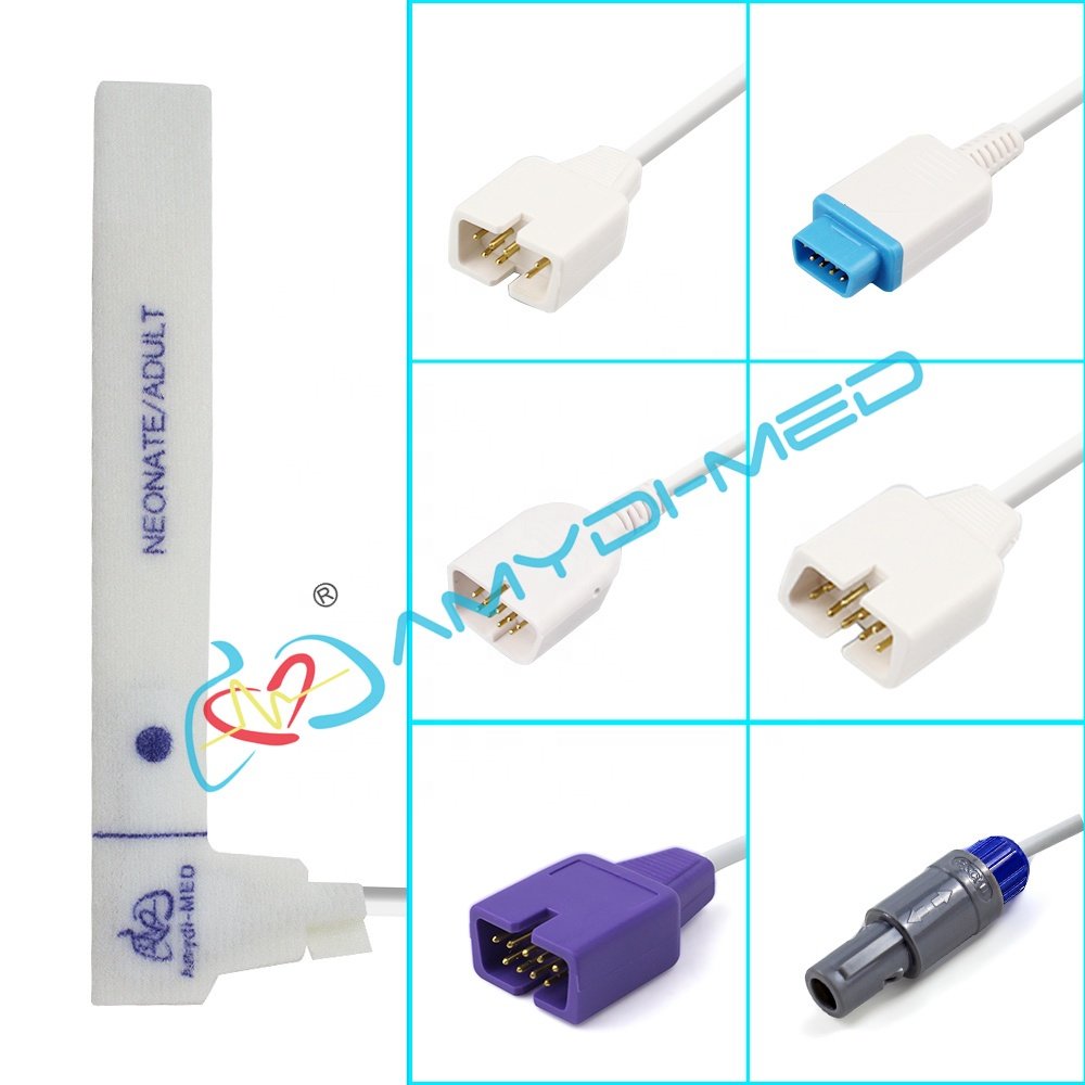 Amydi-med Compatible For NIHON KOHDEN DB9-9P SpO2 Probe 0.9m White Cable Adult Neonatal Sponge Sp02 Sensor