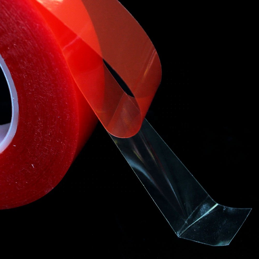2- Recyclable Heat Resistant Red Release Liner Clear Transparent Polyester PET Film Double Sided Self Adhesive Tape