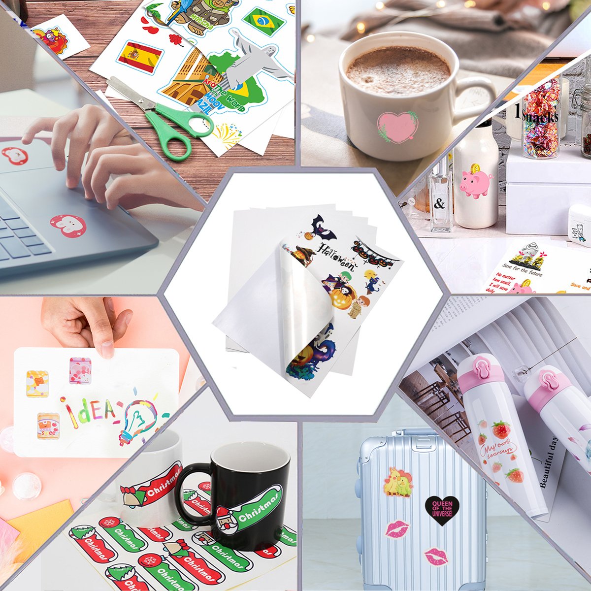 A4 Adhesive Glossy waterproof flat Inkjet A4 vinyl sticker printer label Paper