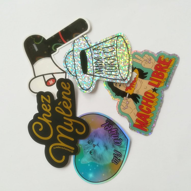 Free Design Custom Holographic Cartoon Stickers Die Cut self adhesive labels