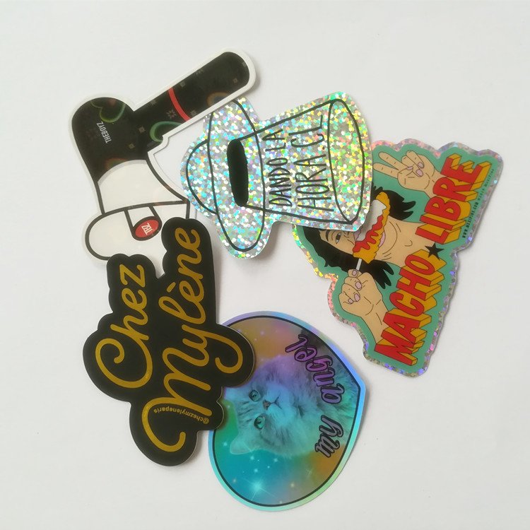 Free Design Custom Holographic Cartoon Stickers Die Cut self adhesive labels