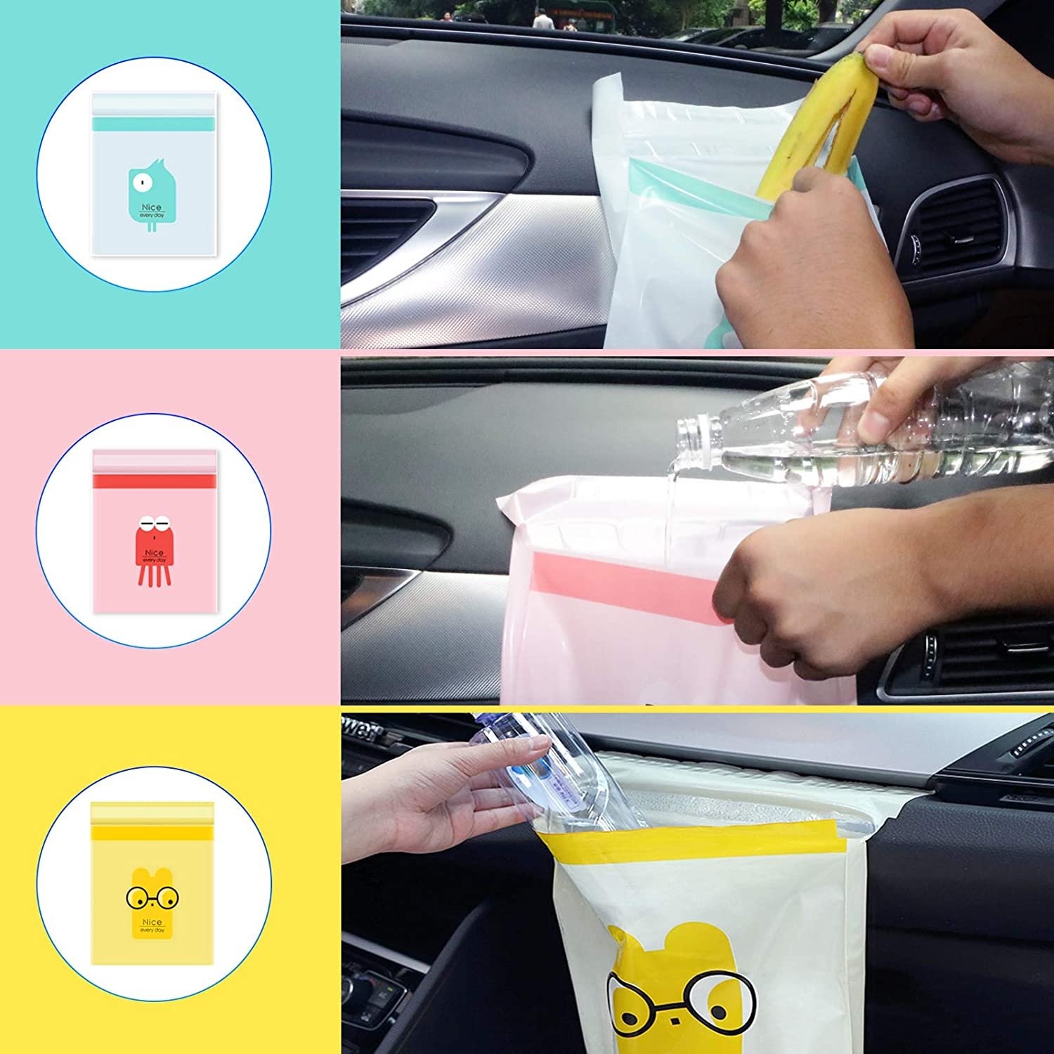 Car Trash Bags self adhesive garbage bag disposable degradation eco-friendly trash storage bags