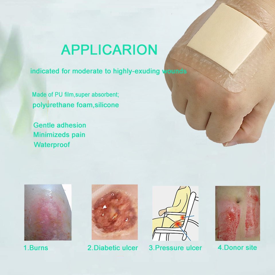 Colorful Silicone Bandages Wound Dressing for Bedsore Wound Care self adhesive Soft Silicone Bordered Foam Dressing