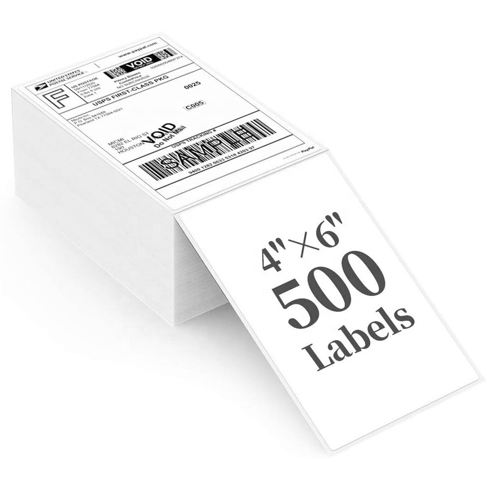 4x6 (100x150mm) Direct Thermal Fold Labels Waterproof Adhesive Paper Stickers for Custom Shipping Labels
