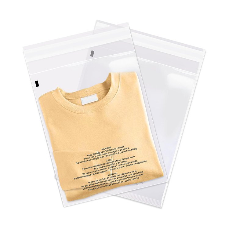 Custom Logo ECO Transparent OPP PE Self adhesive Seal Tape Plastic BOPP Clear Packaging Cellophane Resealable Poly Bag with