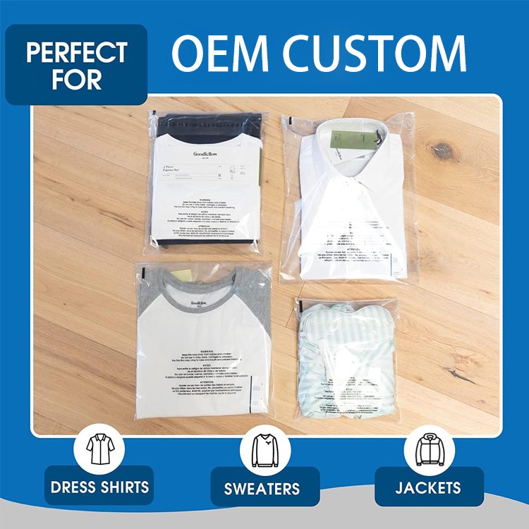 Custom Logo ECO Transparent OPP PE Self adhesive Seal Tape Plastic BOPP Clear Packaging Cellophane Resealable Poly Bag with
