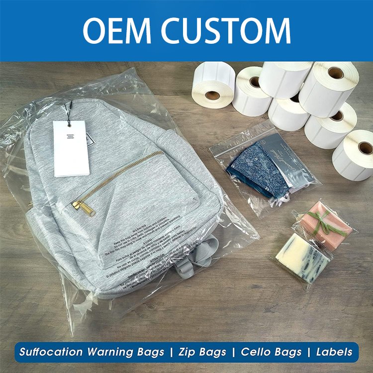 Custom Logo ECO Transparent OPP PE Self adhesive Seal Tape Plastic BOPP Clear Packaging Cellophane Resealable Poly Bag with