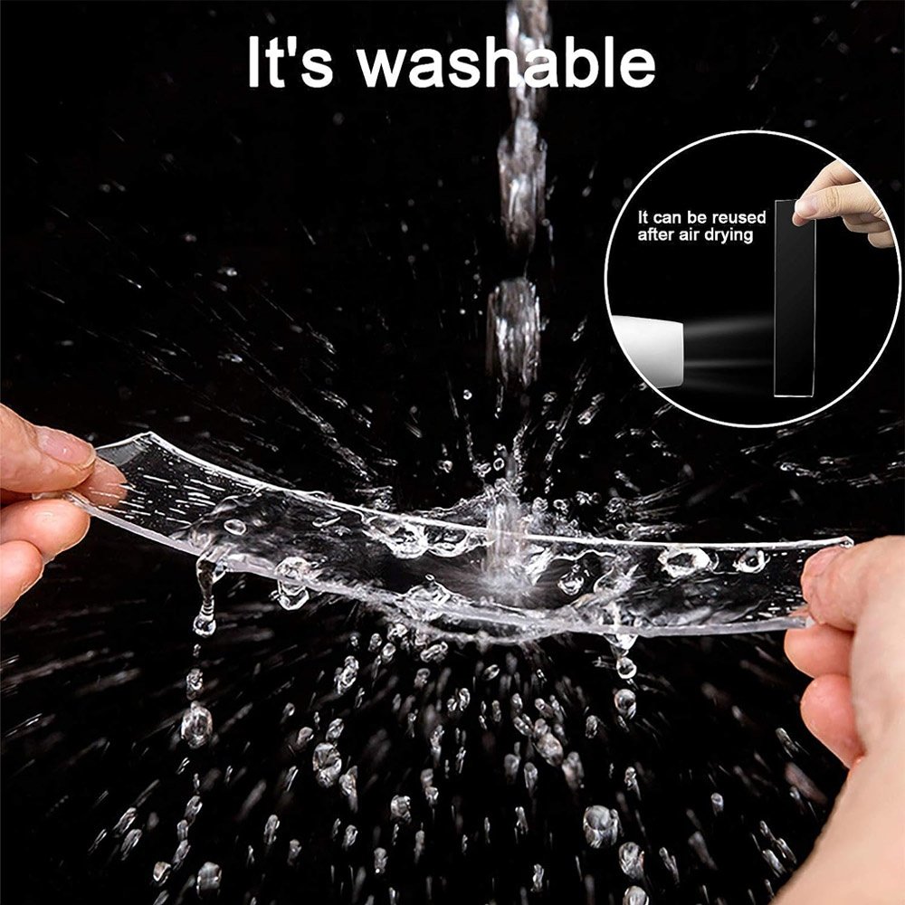 1- Custom Logo Package Removable Recyclable Washable Transparent Color Double Sided Nano Mounting Self Adhesive Tape