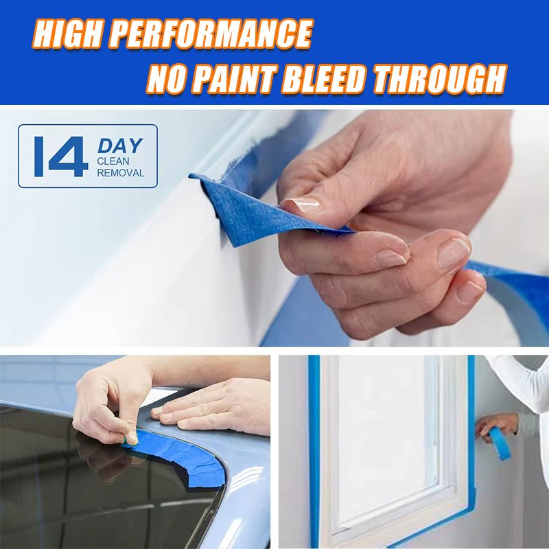Manufacturer Custom Printing Automotive Crepe Paper Adhesive Tape Car Anti Uv 14 Days Painter Painting Blue Masking Tape
