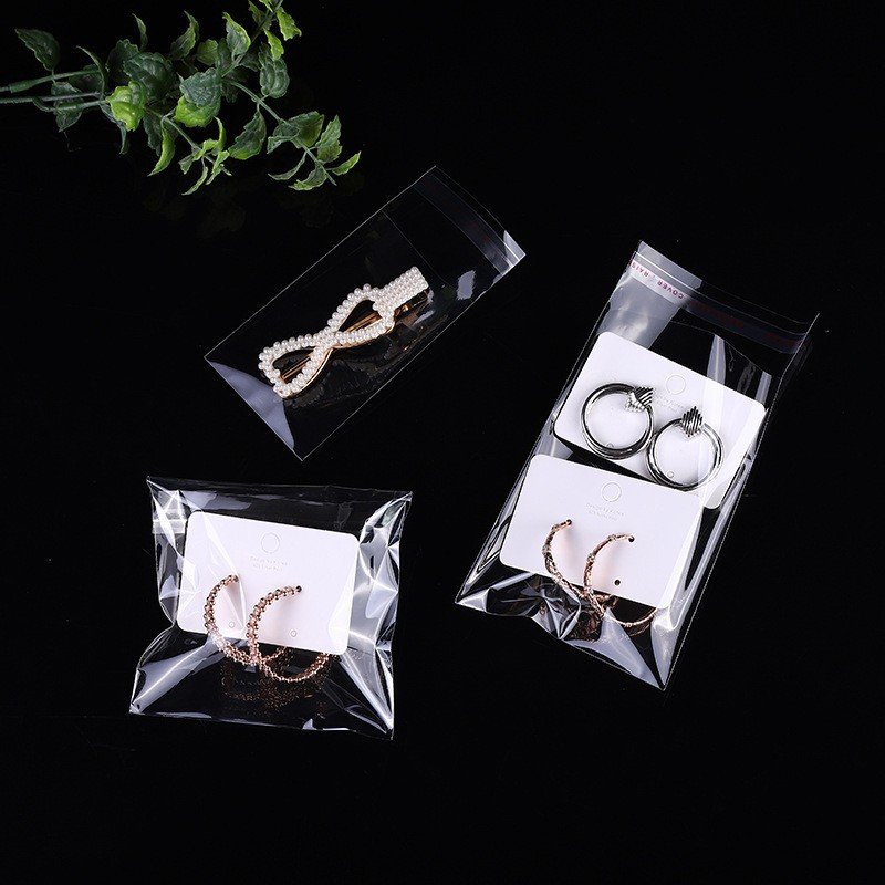 Custom logo printed clear self adhesive waterproof poly bag garment jewelry packaging transparent bag OPP bags for clothing