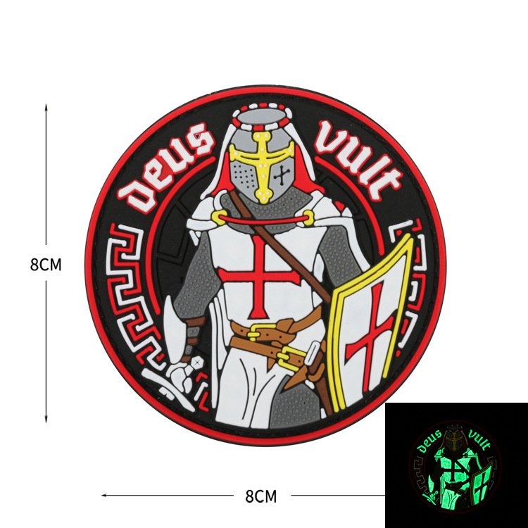 Spot Deus Vult Crusader PVC armband, morale badge, patch, Velcro, adhesive seal, soft adhesive