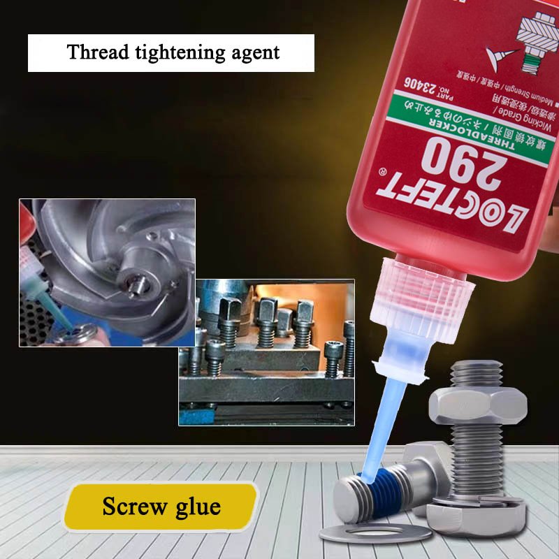 Medium Strength 290 Anaero Screw Glue General Purpose Blue Liquid 1300-3000 mpa Practical Adhesive Stainless Steel Tin Sealant