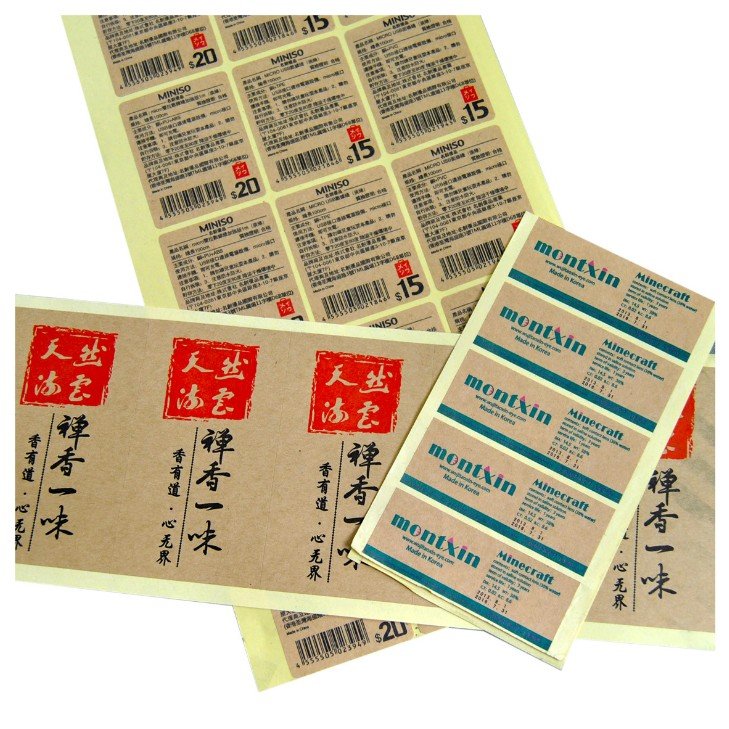 custom cheap English words thanks kraft paper Die cut Sticker Roll Custom Label Adhesive Paper Food Jar Label Sticker