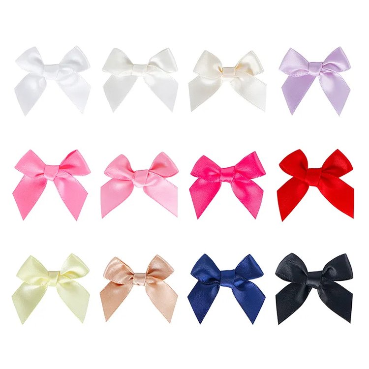 Bestking Industry Wholesale Custom Pre Made Mini Self Adhesive Bows Red Satin Gift Ribbon Bow for Greeting Card