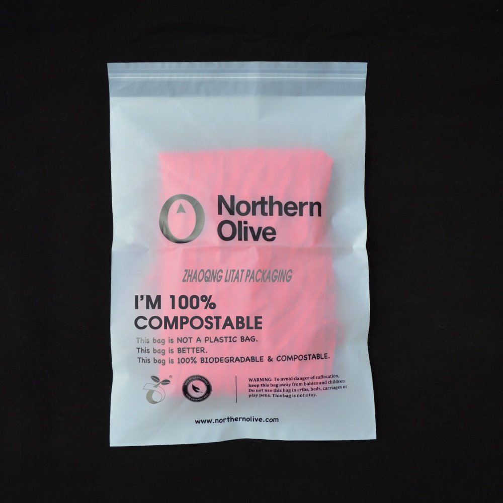 biodegradable bag customized biodegradable cornstarch PLA self adhesive sealing bag for scarf packing