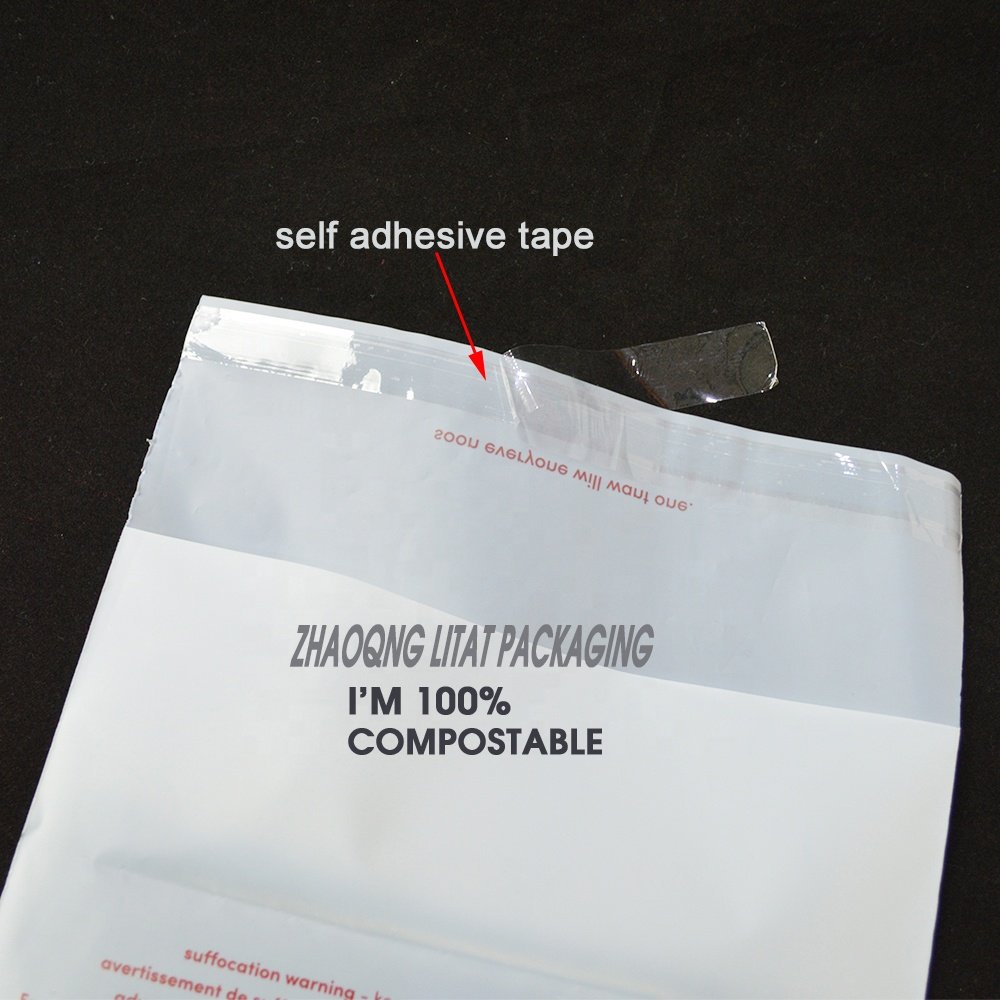 biodegradable bag customized biodegradable cornstarch PLA self adhesive sealing bag for scarf packing
