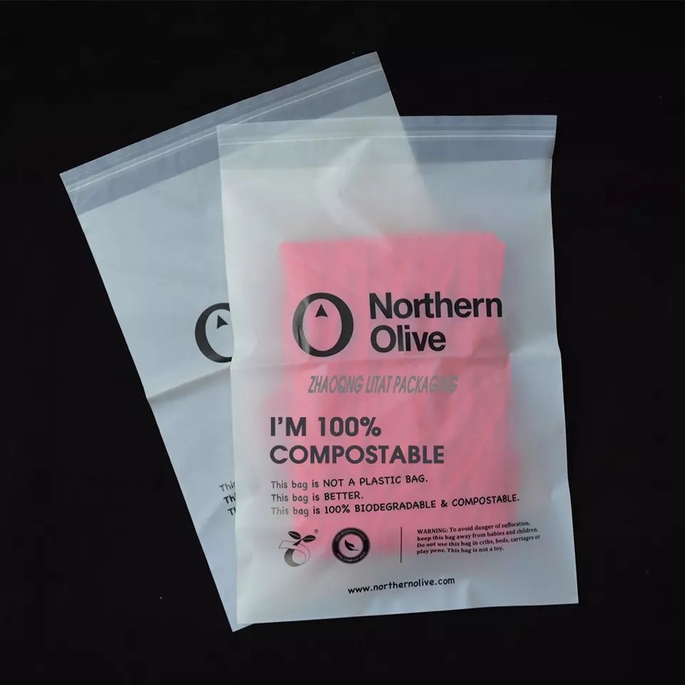 biodegradable bag customized biodegradable cornstarch PLA self adhesive sealing bag for scarf packing