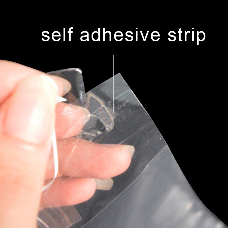 Custom sizer Accepted Clear LDPE Poly Bag with Suffocation Warning Plastic Polybag with Adhesive Peel and Seal Recyclable