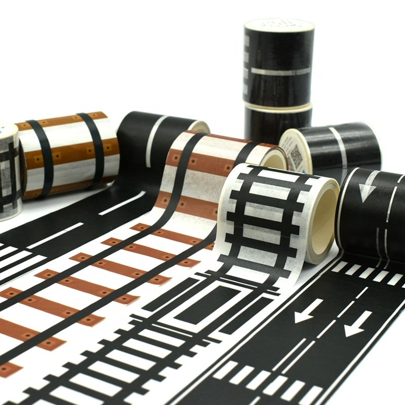 Wholesale Custom Waterproof Adhesive Duct Tape Kids Custom Road Washi Tape Masking Paper Painting Die Cut Car Road Washi Tape