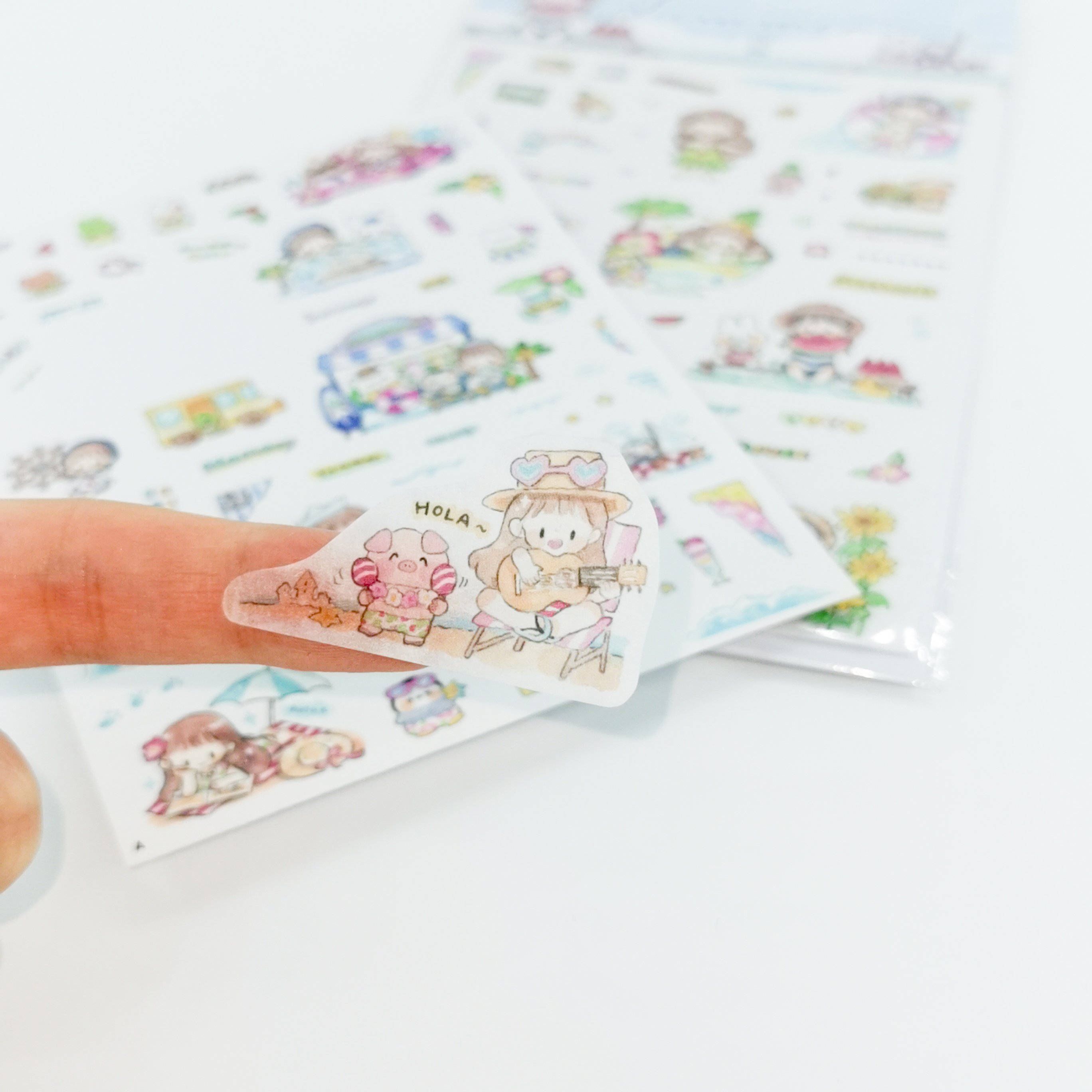 Reusable Custom Design Personalized Logo Self Adhesive Waterproof Washi Sticker Sheet Vinyl Cartoon Die Cut Sticker