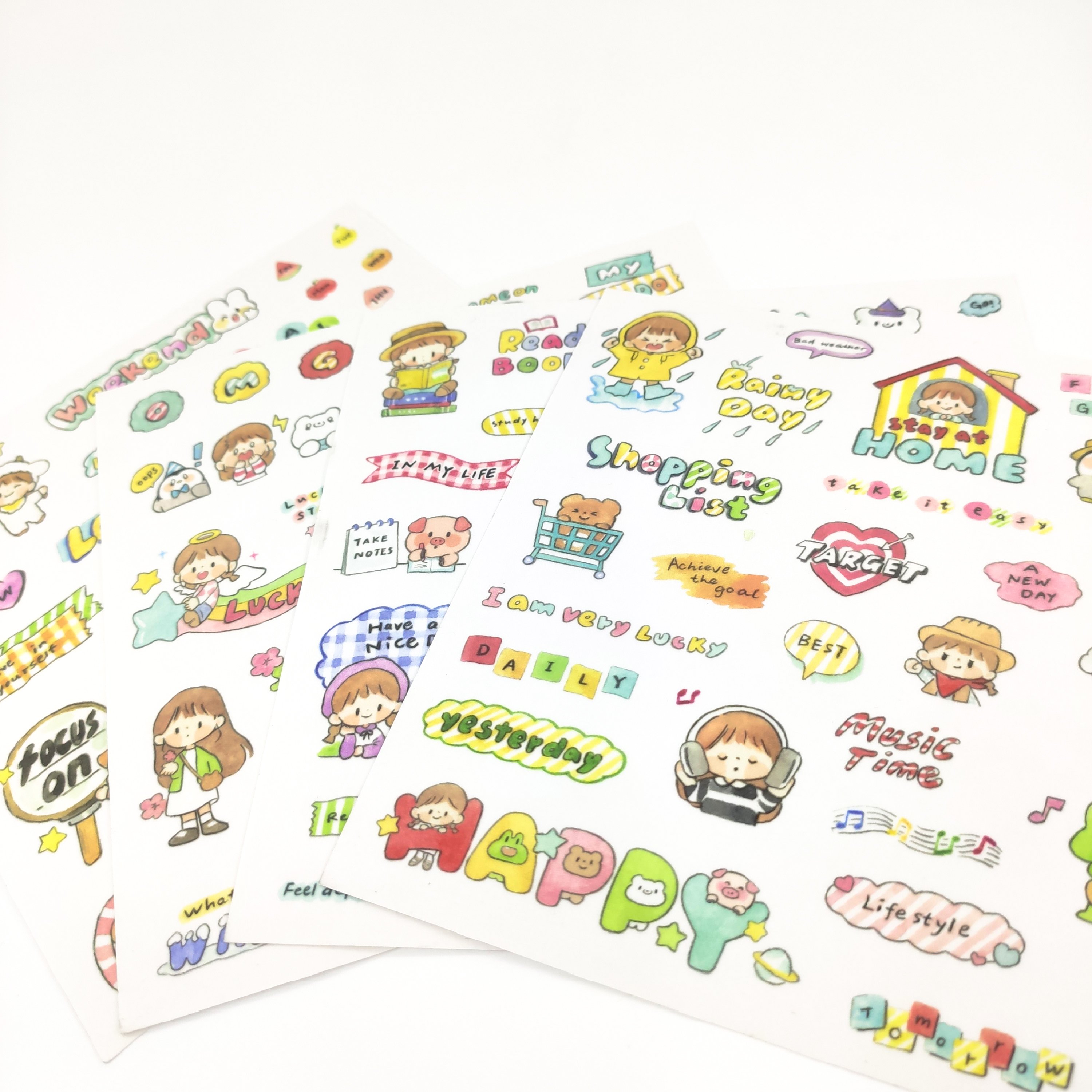 Reusable Custom Design Personalized Logo Self Adhesive Waterproof Washi Sticker Sheet Vinyl Cartoon Die Cut Sticker