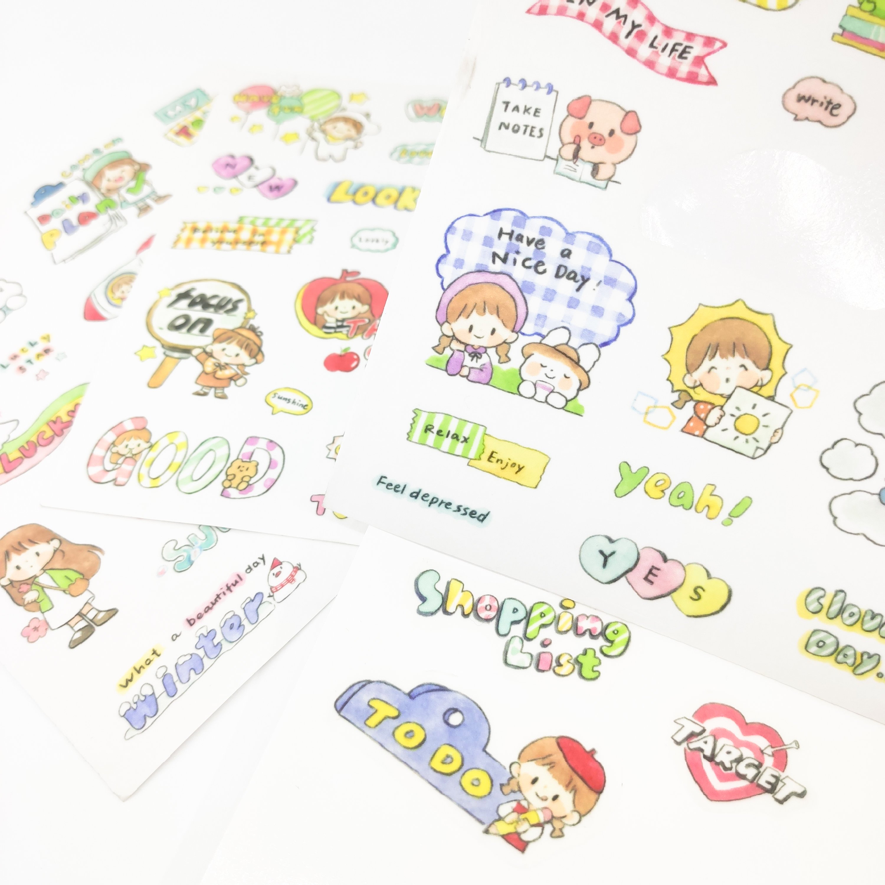 Reusable Custom Design Personalized Logo Self Adhesive Waterproof Washi Sticker Sheet Vinyl Cartoon Die Cut Sticker