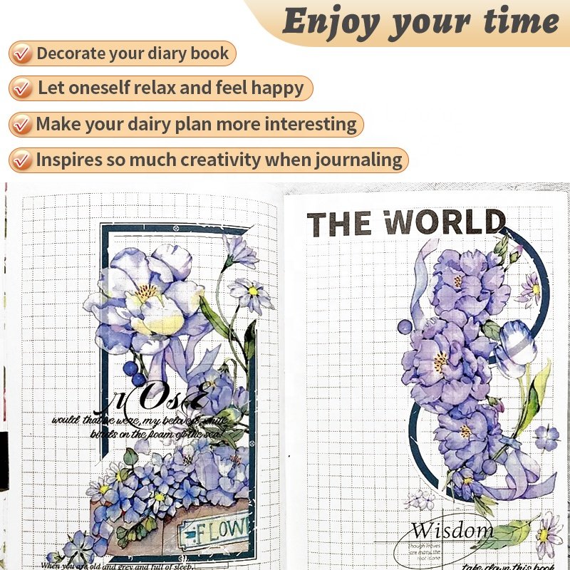 Manufacturer flowers set adhesive tape roll transparent foil washi pet tape custom print