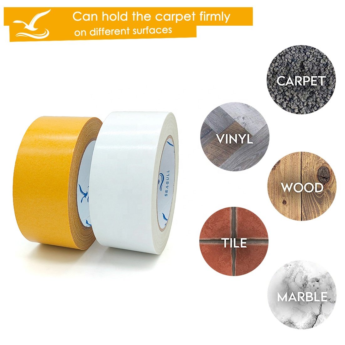 Removable residue free carpet tape double sided adhesive cloth rug carpet tape for bonding exhibition carpet area rugs