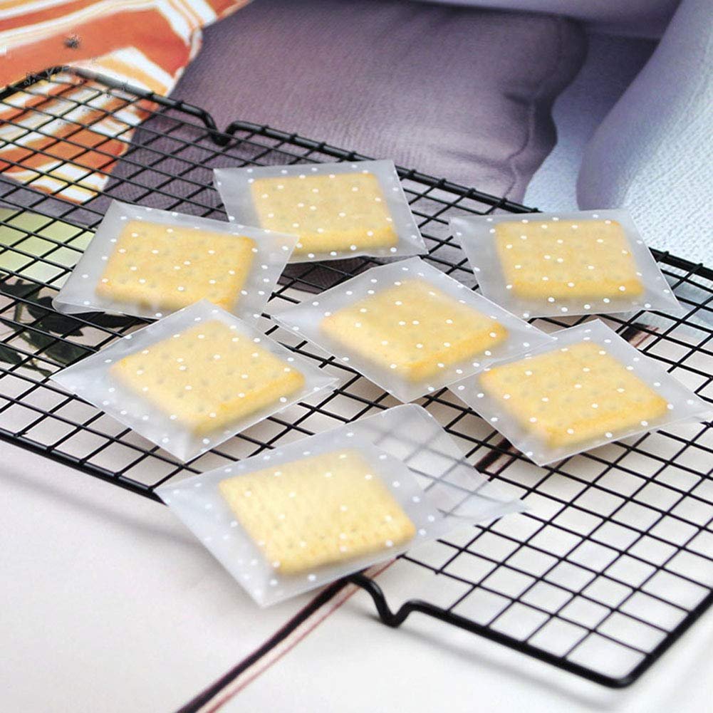 100 PCS Self Adhesive Cookie Bags Plastic Cellophane Pastry Treat Bags for Party Gift Giving Bakery Candy Chocolate