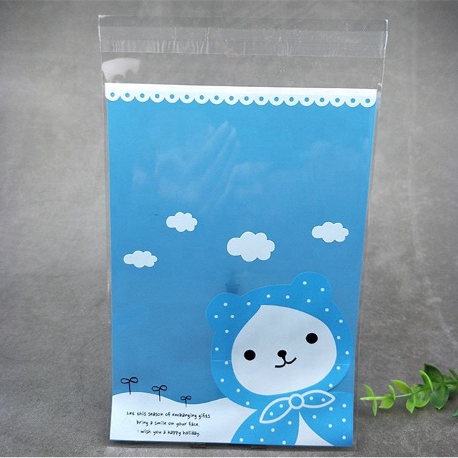 100pcs Lovely animal face wrapper self adhesive OPP cookie candy bakery decorating bags treat gift DIY plastic bags