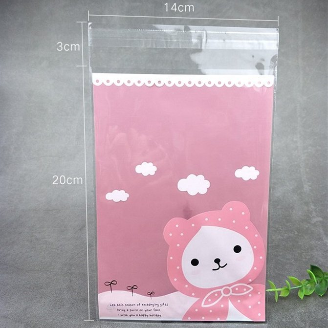 100pcs Lovely animal face wrapper self adhesive OPP cookie candy bakery decorating bags treat gift DIY plastic bags