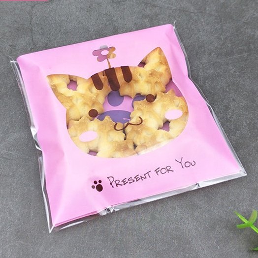 100pcs Lovely animal face wrapper self adhesive OPP cookie candy bakery decorating bags treat gift DIY plastic bags