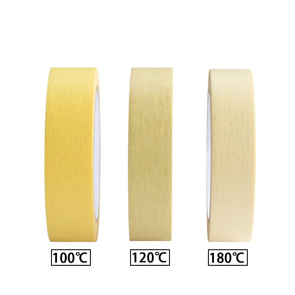 1- Recyclable High Temperature Resistant No-Residual Automotive Spray Paint Crepe Paper Masking Self Adhesive Tape