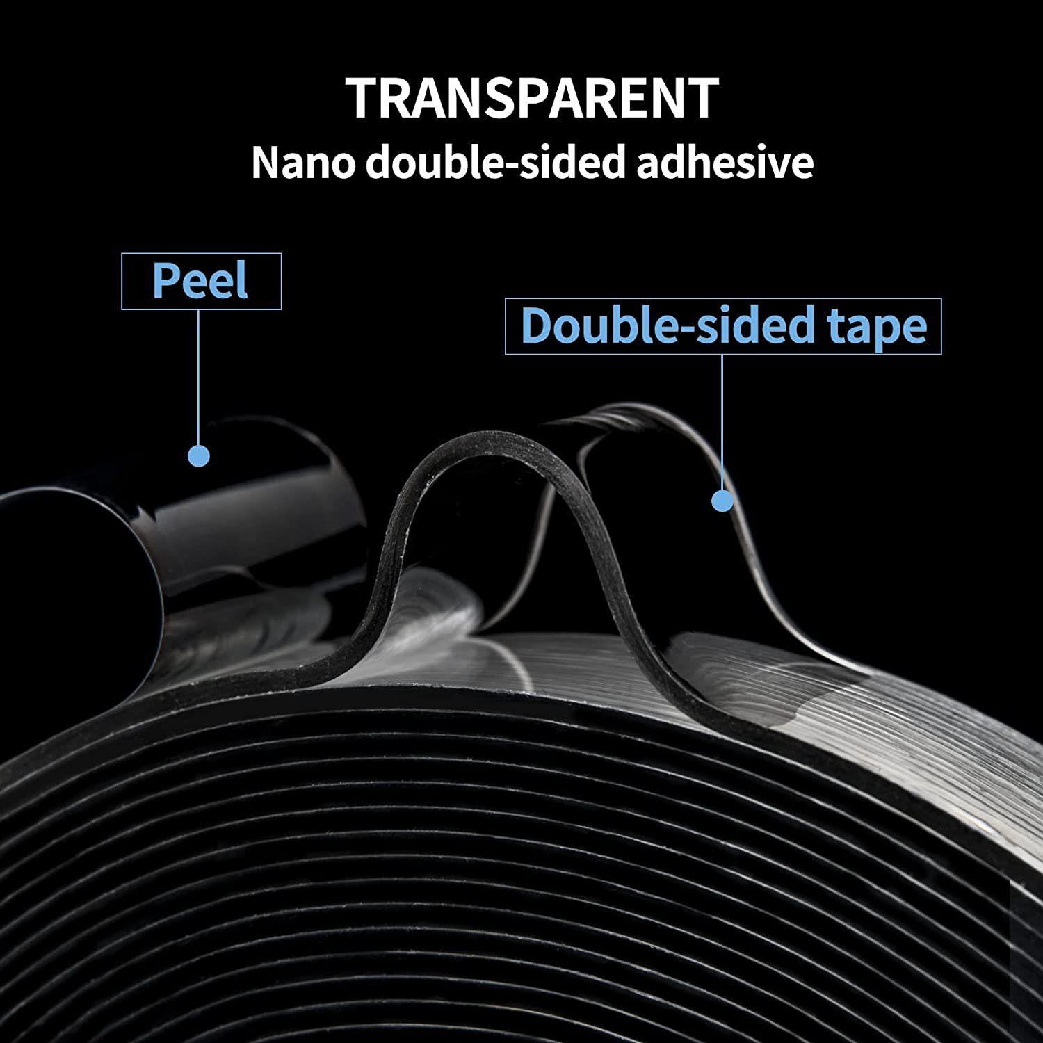 2/5/10m Reusable Clear Waterproof Washable Adhesive Transparent Double Sided Nano Tape