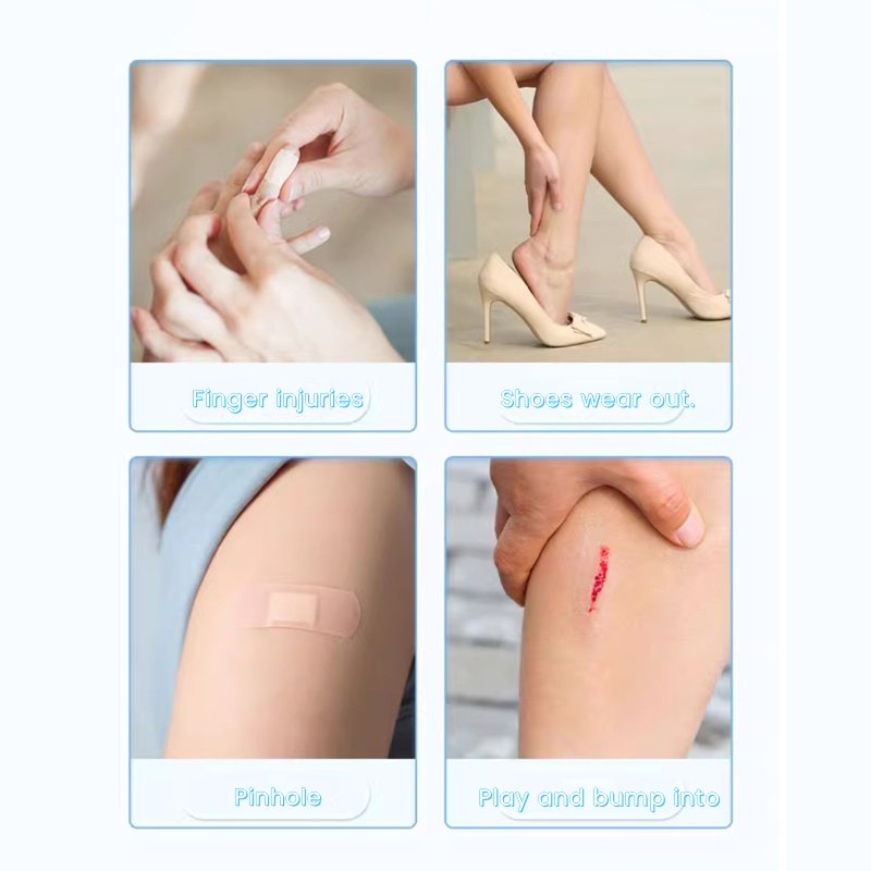Medical bandages of various sizes, adhesives, band-aids, for wound care