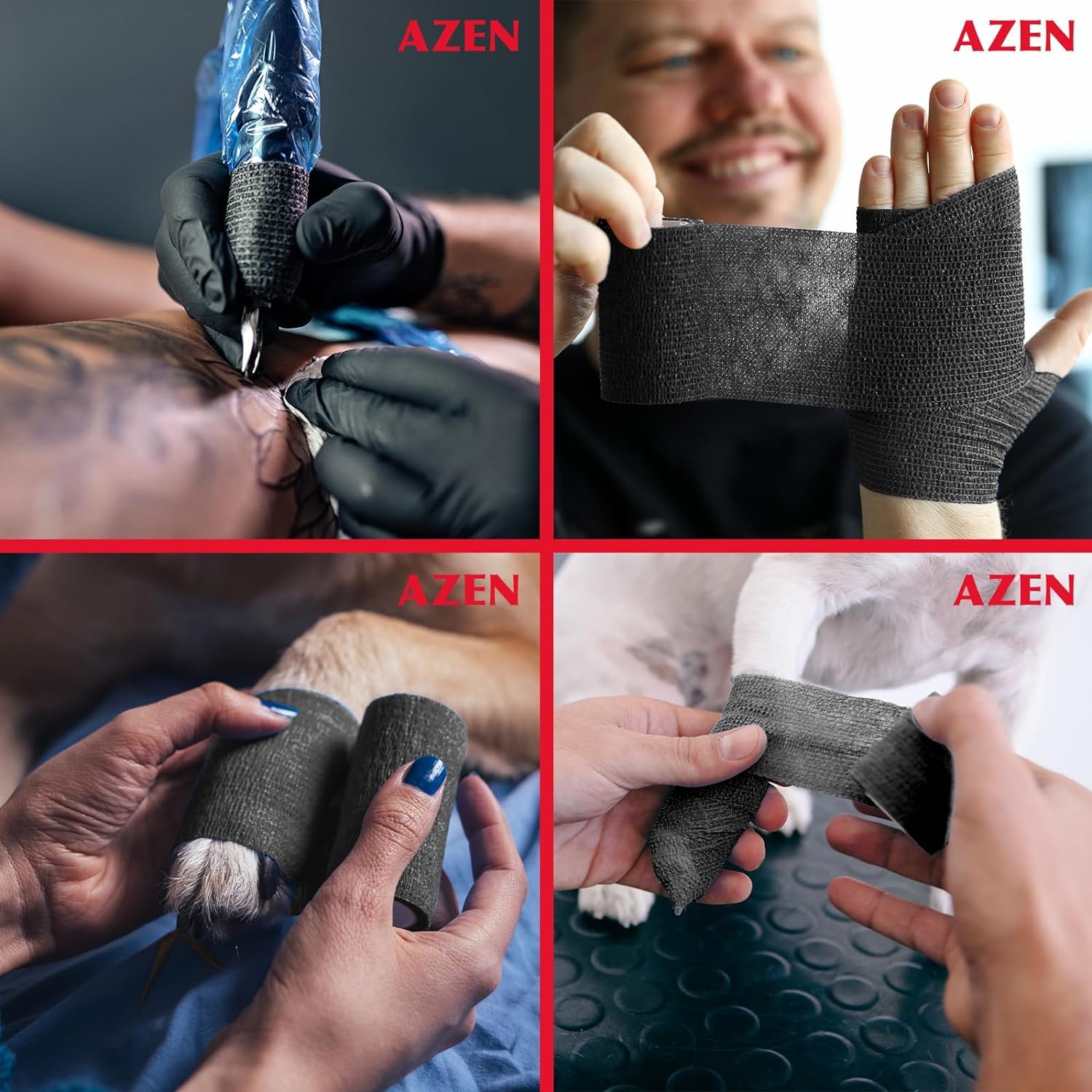 Black Self-Adhesive Vet Wrap Elastic Hot Medical Sports Waterproof Wholesale Customized adhesive elastic bandage
