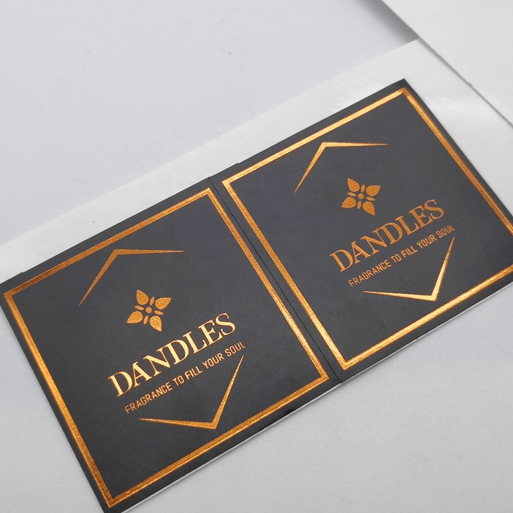 Customised Adhesive Sticker Printed black Die Cut Gold Hot Stamping Film Vinyl PET PVC Waterproof foil sticker