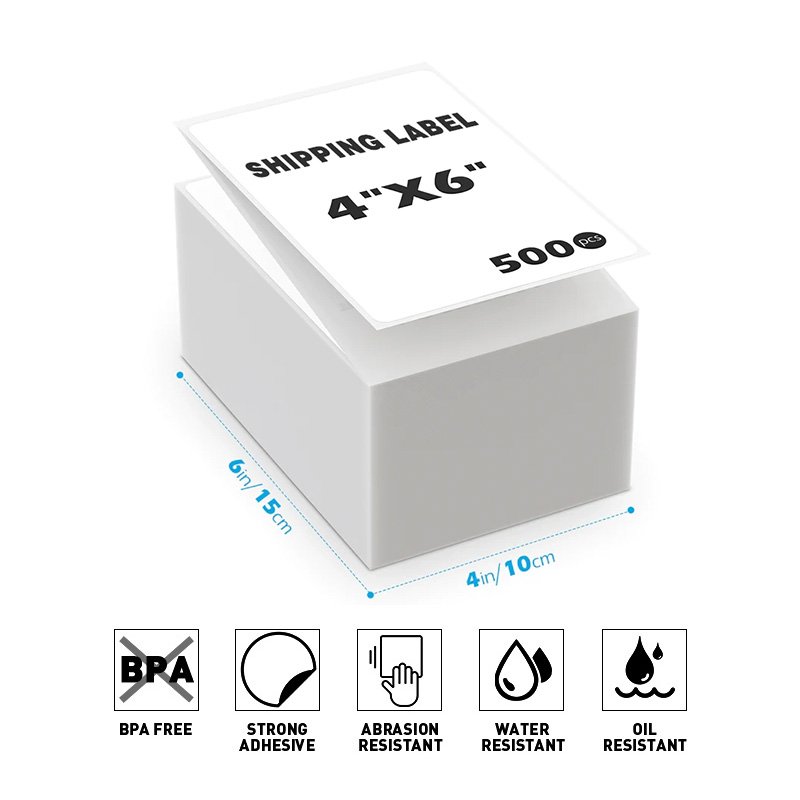 480 labels per roll 4 x 6 inch 15x10 cm adhesive sticker roll colored printing 75x120 50 x 30 multipurpose thermal labels