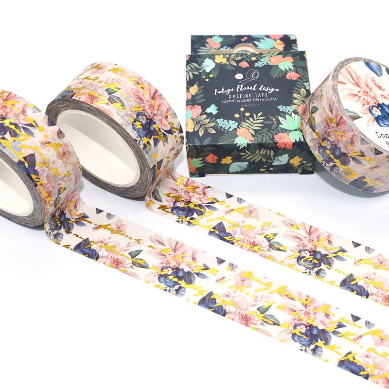 Wholesale Custom Printed Adhesive Colored Gold Foil Masking Washi Tape