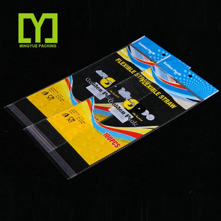 Custom printing self adhesive poly header card plastic opp bag for food craft toys packaging gravure printing plastic opp bag
